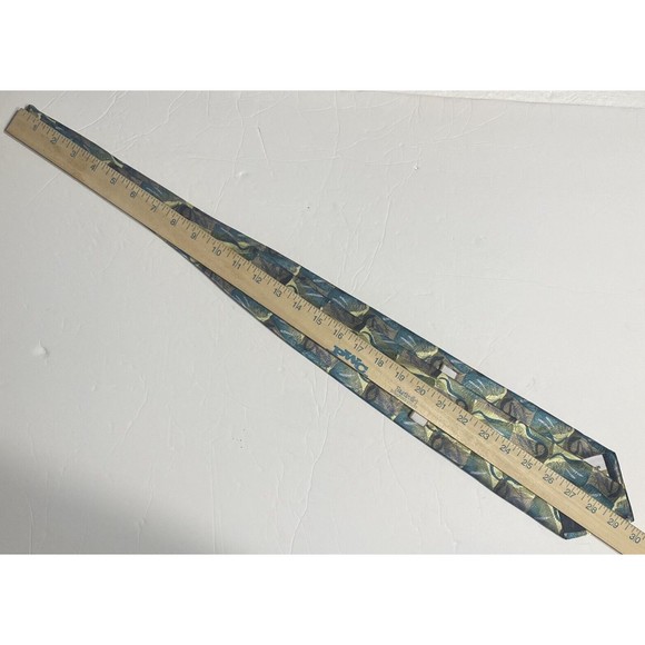 Jerry Garcia Silk Tie Blue Mountain Collection Forty Two Green Aqua Yellow - Picture 9 of 9